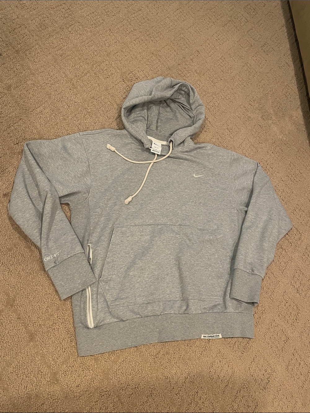 Nike Light Gray Men's Pullover Hoodie with Drawstring